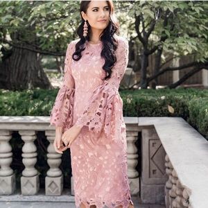 New Rachel Parcell Windsor Lace Midi Dress  MAUVE